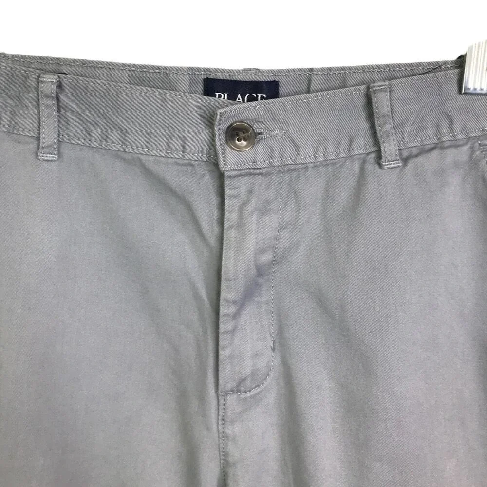 The Childrens Place‎ Boys 16 Gray Chino Pants Adjustable Waist Flat Front